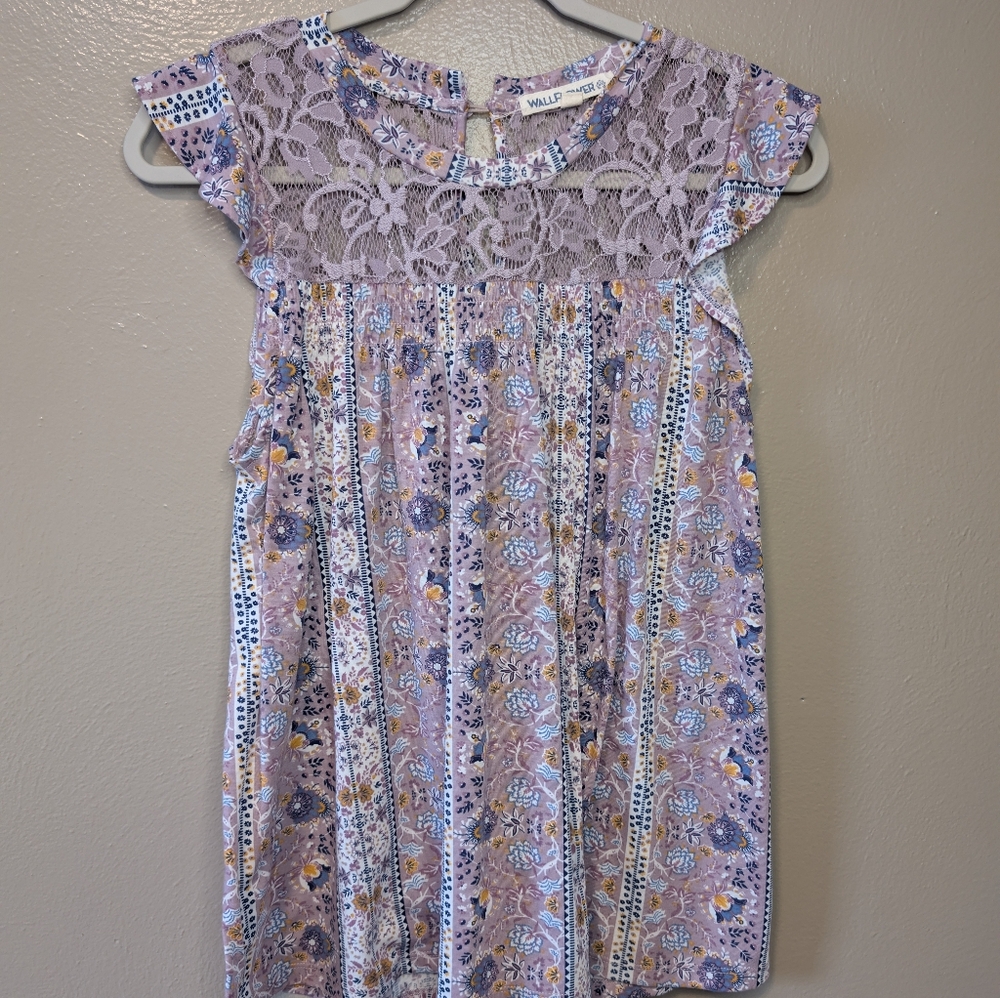 Wallflower Lace Detail Blouse - Lavender and Cream